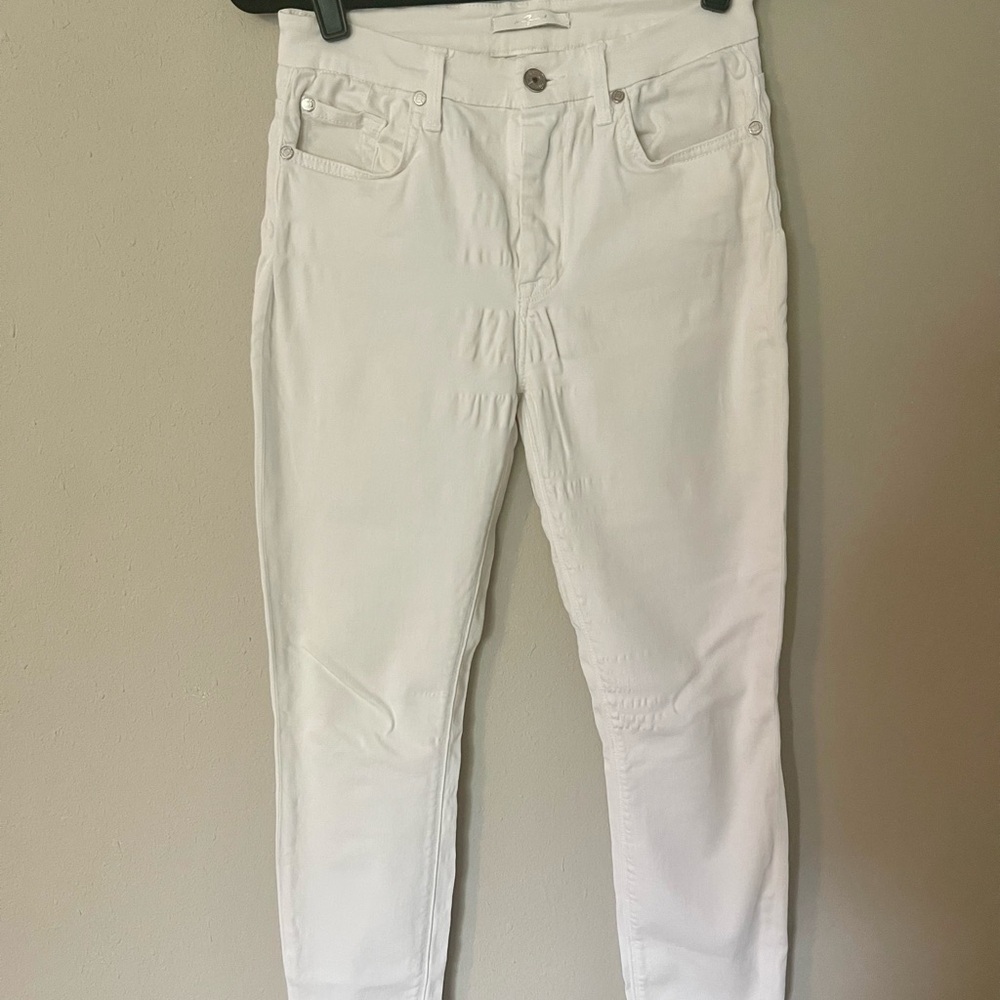 7 For All Mankind Women's Cream Skinny Jeans